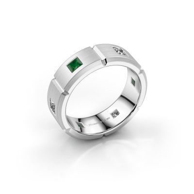 Heren ring Steve 950 platina smaragd 3 mm