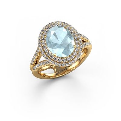 Engagement ring Elvie 585 gold aquamarine 10x8 mm
