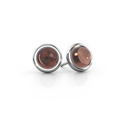Stud earrings Jodi 585 white gold smokey quartz 4,5 mm