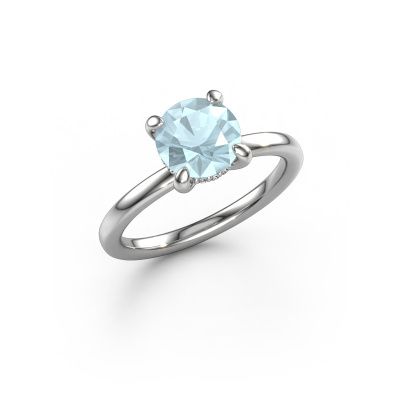 Engagement ring Simone RND 2 585 white gold aquamarine 7.3 mm