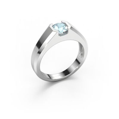 Men's ring Indigo 585 white gold aquamarine 6 mm