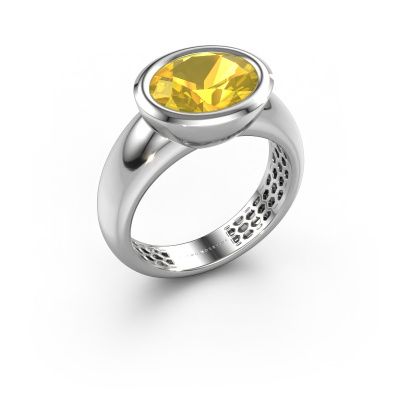 Ring Evelyne 585 white gold yellow sapphire 10x8 mm