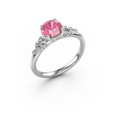 Engagement ring Emma RND 950 platinum pink sapphire 6.5 mm