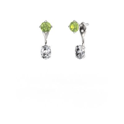 Drop earrings Kate RND-OVL 950 platinum peridot 5 mm