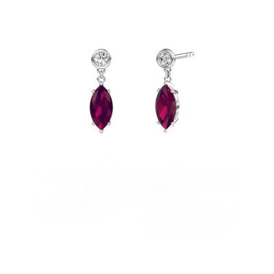 Pendants d'oreilles Lacey MRQ 585 or blanc rhodolite 10x5 mm