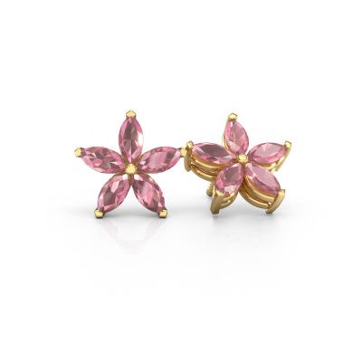 Stud earrings Sylvana 585 gold tourmaline pink 5x2.5 mm