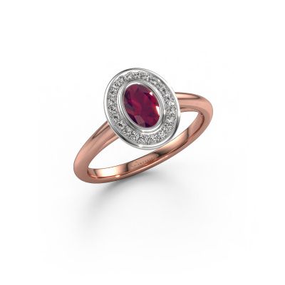 Bague de fiançailles Noud 1 OVL 585 or rose rhodolite 6x4 mm