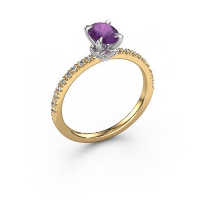 Engagement ring Crystal OVL 4 585 gold amethyst 7x5 mm