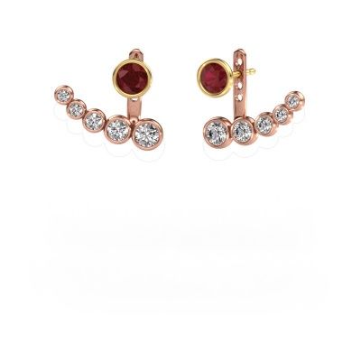Boucles d'oreilles Wendy 585 or rose rubis 5 mm