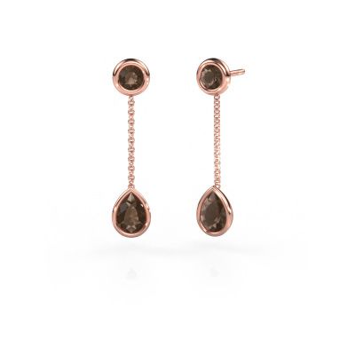 Drop earrings Ladawn 585 rose gold smokey quartz 7x5 mm