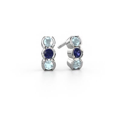 Boucles d'oreilles Lotte 585 or blanc aigue-marine 3 mm