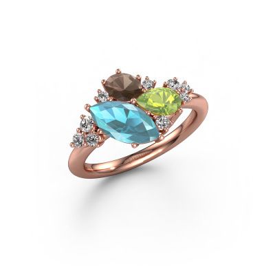 Ring Amanda 585 rose gold blue topaz 10x5 mm