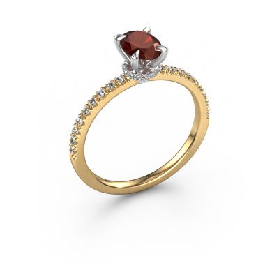 Engagement ring Crystal OVL 4 585 gold garnet 7x5 mm