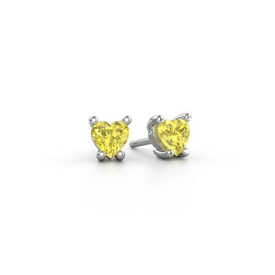 Earrings Sam Heart 950 platinum yellow lab grown diamond 5 mm