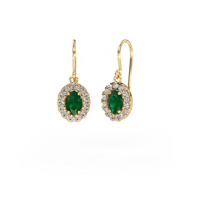 Drop earrings Jorinda 1 585 gold emerald 7x5 mm