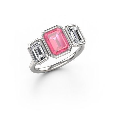 Verlobungsring Lavon 3 EME 585 Weißgold Pink Saphir 8x6 mm