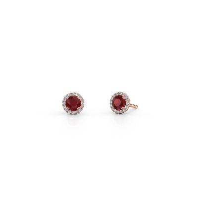 Earrings Seline rnd 585 rose gold ruby 4 mm