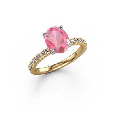 Engagement ring Crystal OVL 2 585 gold pink sapphire 9x7 mm