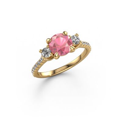 Engagement ring Jesica 585 gold tourmaline pink 6.8 mm