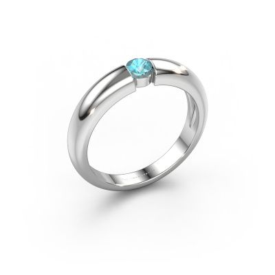 Verlobungsring Amelia 950 Platin Blau Topas 3.4 mm