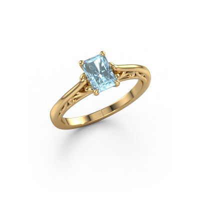 Engagement ring Shannon rad 585 gold blue lab grown diamond 6.5x4.5 mm