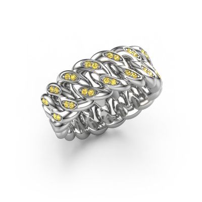Heren ring Redouan 2 585 witgoud gele saffier 1.1 mm
