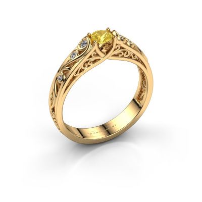 Ring Quinty 585 goud gele saffier 4.7 mm