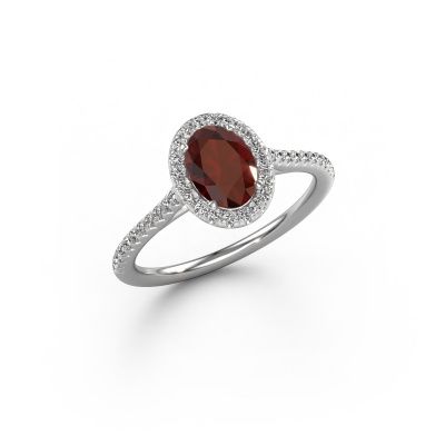 Engagement ring Seline ovl 2 950 platinum garnet 7x5 mm