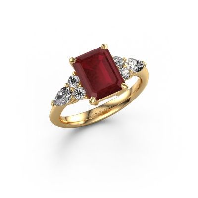Verlobungsring Melani EME 585 Gold Rubin 9x7 mm