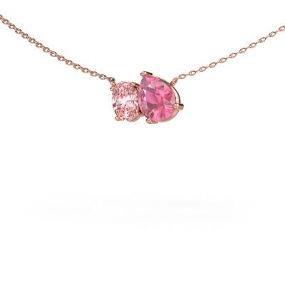 Pendant Toi et Moi PER OVL 585 rose gold pink sapphire 8x6 mm