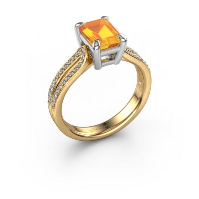 Bague de fiançailles Antonia eme 2 585 or jaune citrine 8x6 mm