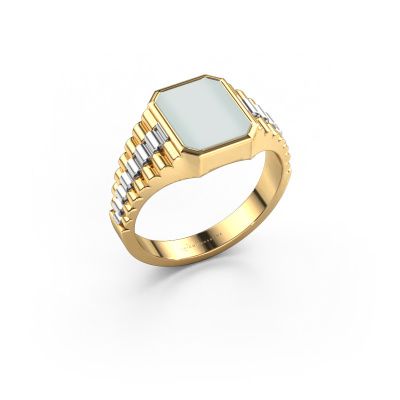 Siegelring Brent 1 585 Gold grüner Lagenstein 10x8 mm