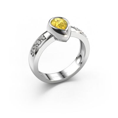 Ring Charlotte Pear 585 white gold yellow sapphire 8x5 mm