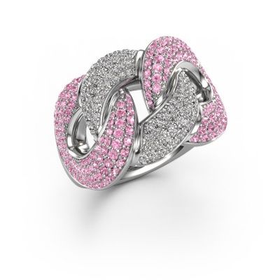 Ring Kylie 3 15mm 950 platinum pink sapphire 0.8 mm