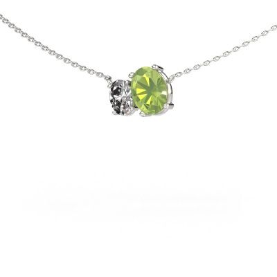 Pendant Toi et Moi OVL OVL 585 white gold peridot 8x6 mm