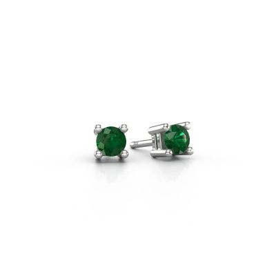 Clous d'oreilles Eline 585 or blanc emeraude 5 mm