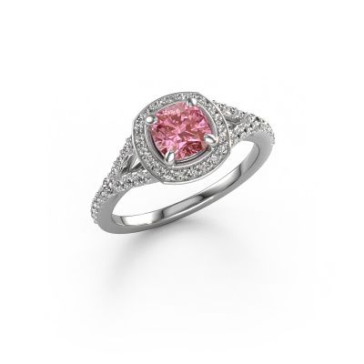 Engagement ring Pamela CUS 950 platinum pink lab grown diamond 5.5 mm