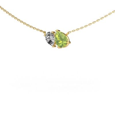 Pendant Toi et Moi PER PER 585 gold peridot 8x6 mm