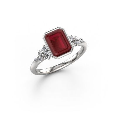 Engagement ring Aliyah EME 950 platinum ruby 8x6 mm