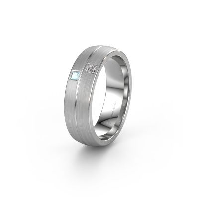 Wedding ring WH0250L26BM 585 white gold aquamarine ±0.24x0.08 in