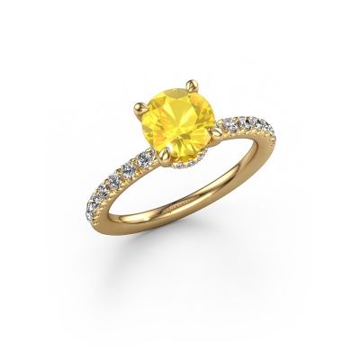 Bague de fiançailles Crystal rnd 4 585 or jaune saphir jaune 7 mm