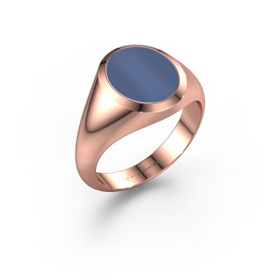 Signet ring Evon 2 585 rose gold blue sardonyx 12x10 mm