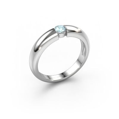 Bague de fiançailles Amelia 950 platine aigue-marine 3.4 mm