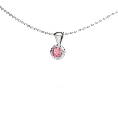 Pendant Lieke 585 white gold tourmaline pink 4 mm