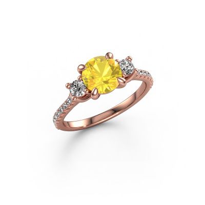 Engagement ring Jesica 585 rose gold yellow sapphire 6.8 mm
