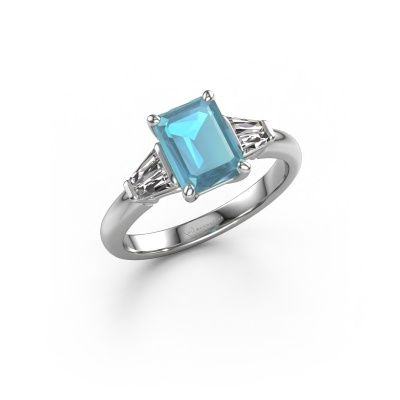 Engagement ring Kina EME 950 platinum blue topaz 8x6 mm