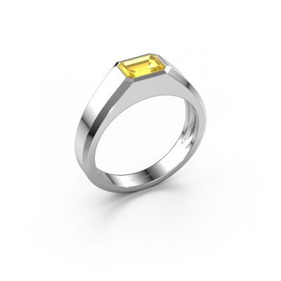 Men's ring Dylan 1 950 platinum yellow sapphire 7x5 mm