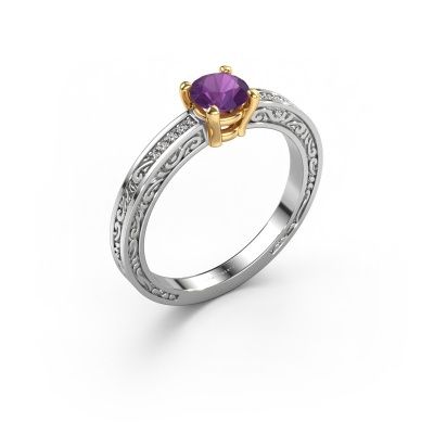 Engagement ring Claudette 2 585 white gold amethyst 5 mm