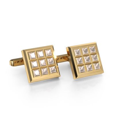 Boutons de manchettes Clen 585 or jaune champagne morganite 3 mm