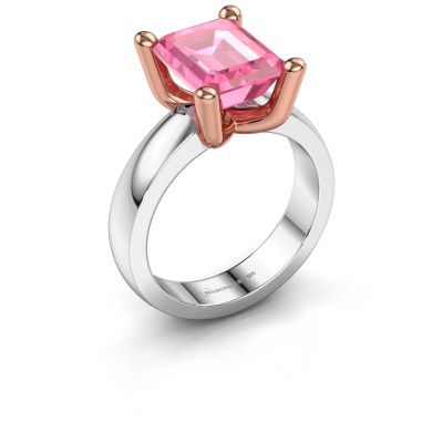 Ring Clelia EME 585 witgoud roze saffier 10x8 mm